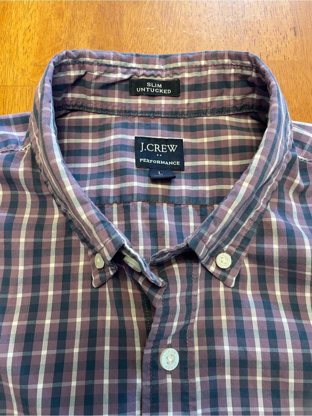 J. Crew Men’s Button-Down Plaid Shirt in Purple and Navy